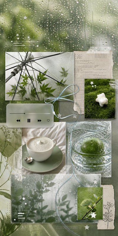 绿色清新拼贴作品